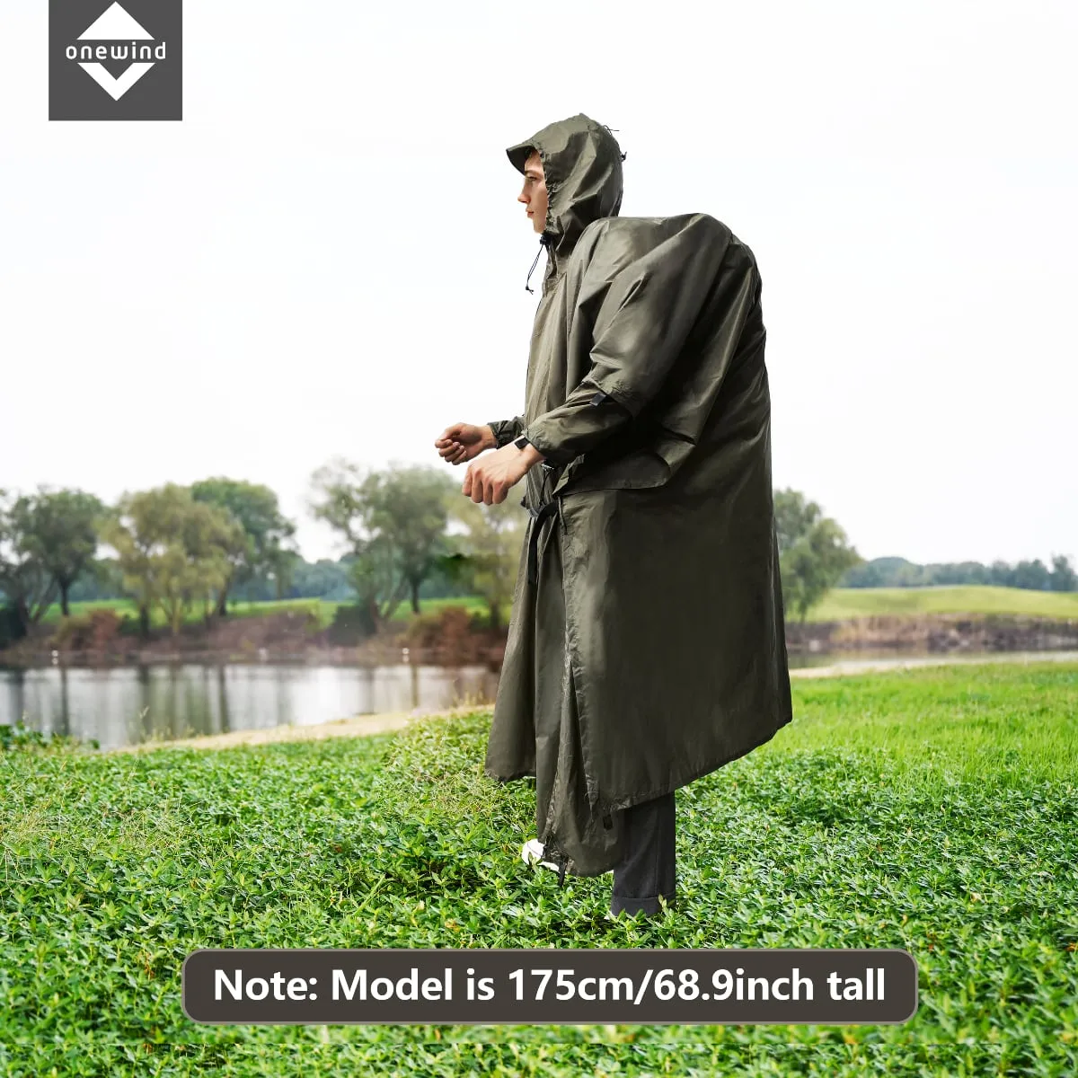 Extended-Length Ultralight Rain Poncho for Hiking and Camping