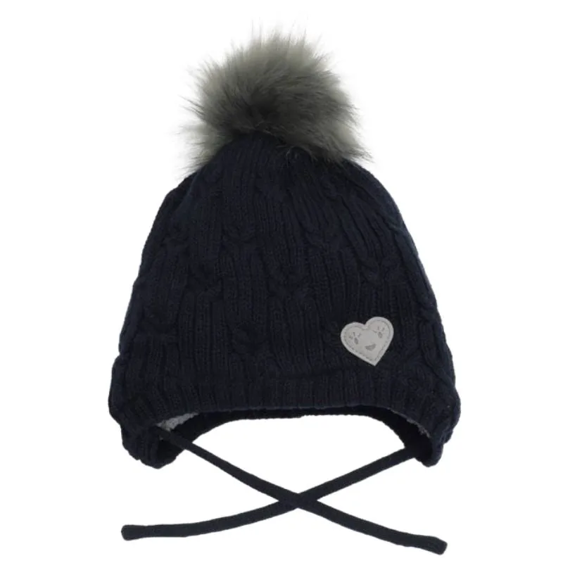 Pom Pom Heart Hat